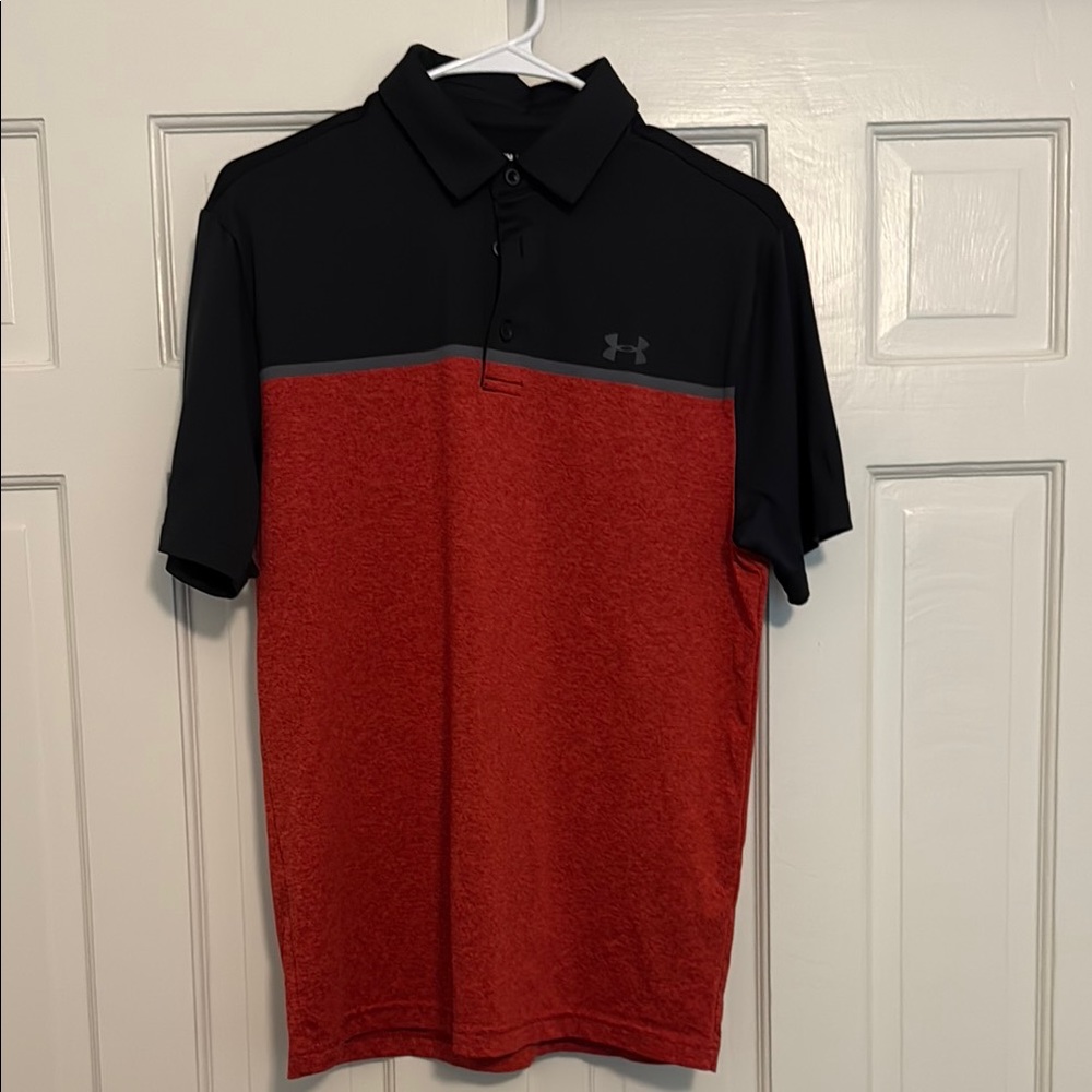 Under Armour Black and Red Polo Shirt Casual Comfort